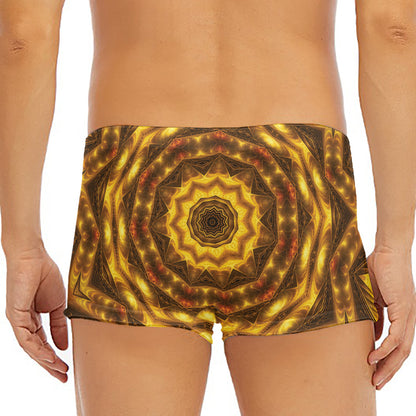 Golden Kaleidoscope Print Men's Short Boxer Briefs