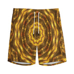 Golden Kaleidoscope Print Men's Sports Shorts