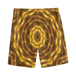 Golden Kaleidoscope Print Men's Sports Shorts