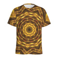 Golden Kaleidoscope Print Men's Athletic T-Shirt