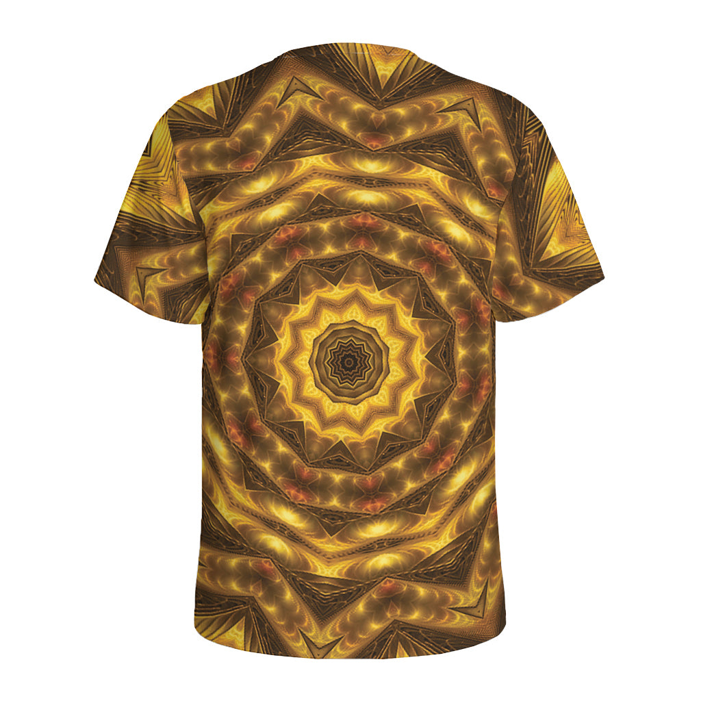 Golden Kaleidoscope Print Men's Sports T-Shirt