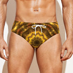 Golden Kaleidoscope Print Men's Swim Briefs