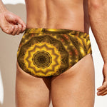 Golden Kaleidoscope Print Men's Swim Briefs