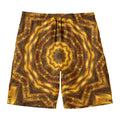 Golden Kaleidoscope Print Men's Swim Trunks