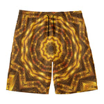 Golden Kaleidoscope Print Men's Swim Trunks