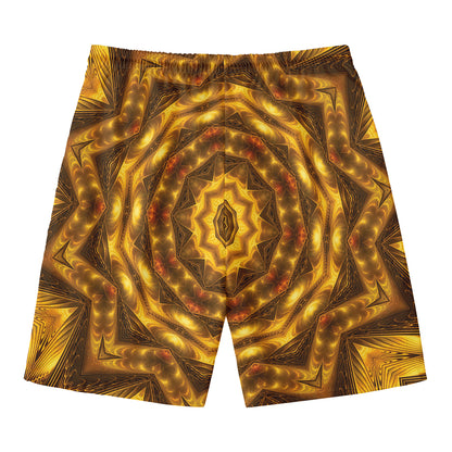 Golden Kaleidoscope Print Men's Swim Trunks
