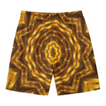 Golden Kaleidoscope Print Men's Swim Trunks