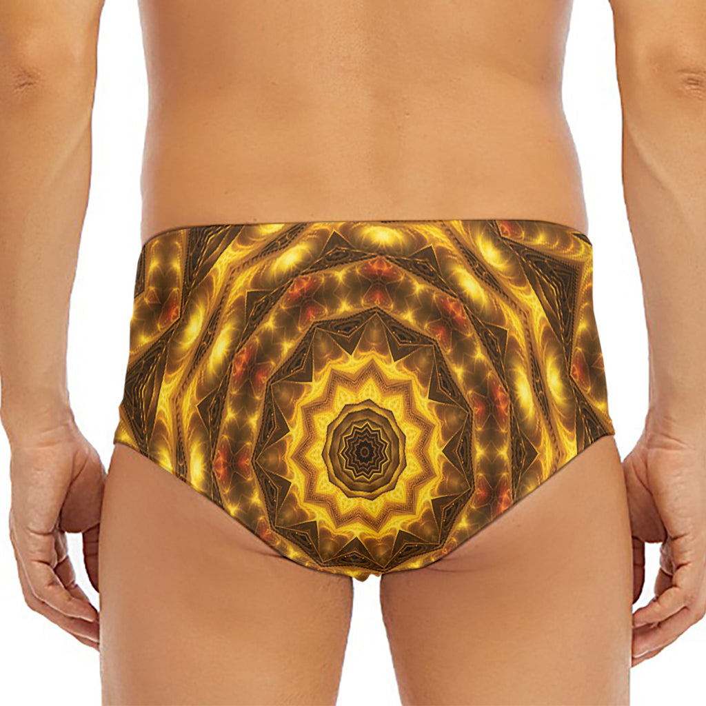 Golden Kaleidoscope Print Men's Triangle Swim Briefs