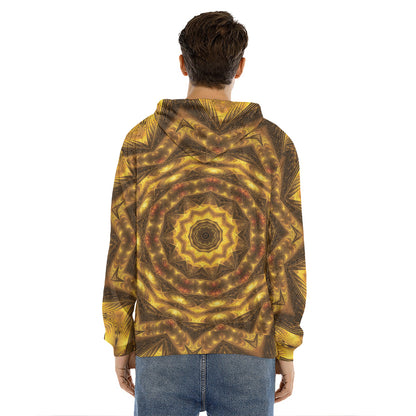 Golden Kaleidoscope Print Men's Velvet Pullover Hoodie