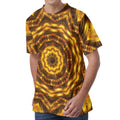 Golden Kaleidoscope Print Men's Velvet T-Shirt