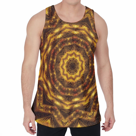 Golden Kaleidoscope Print Men's Velvet Tank Top