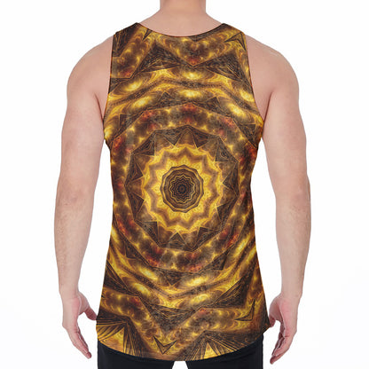 Golden Kaleidoscope Print Men's Velvet Tank Top