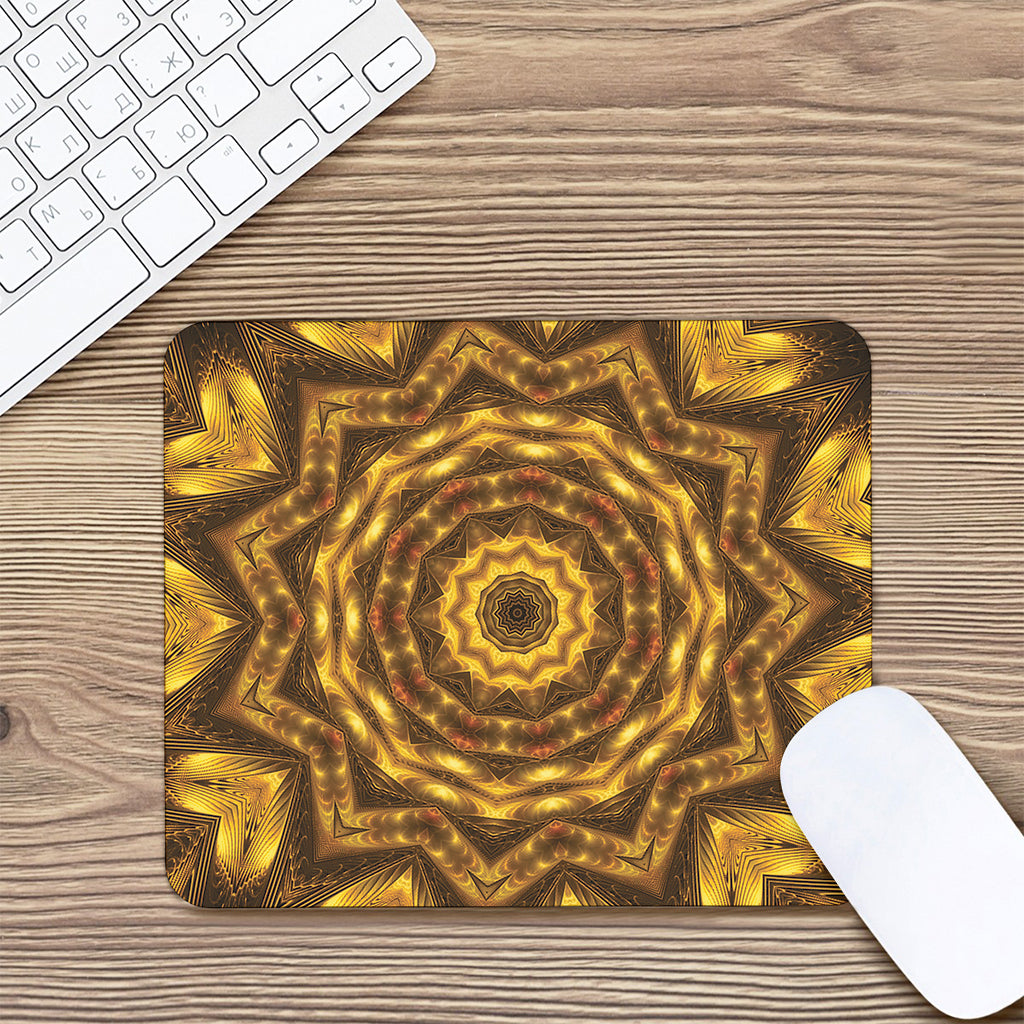 Golden Kaleidoscope Print Mouse Pad