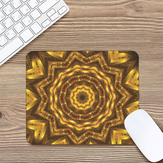 Golden Kaleidoscope Print Mouse Pad