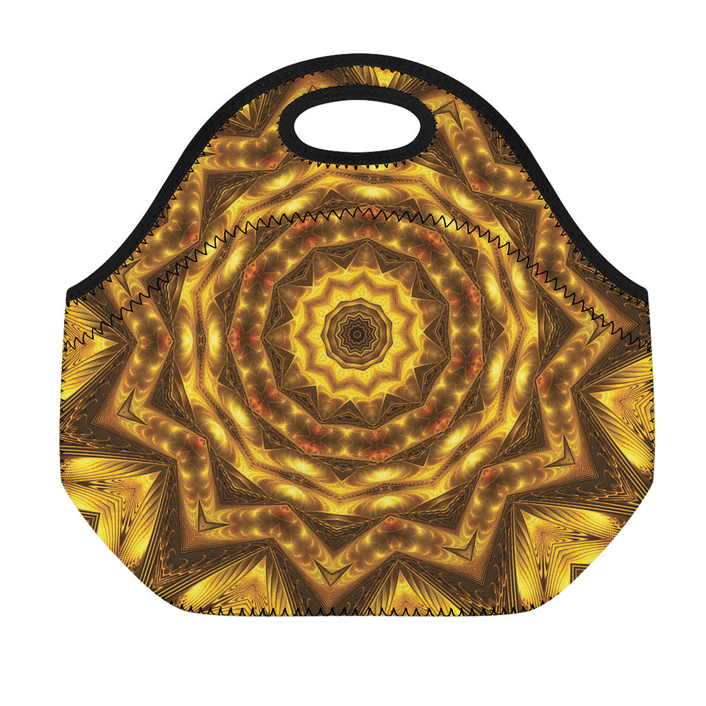 Golden Kaleidoscope Print Neoprene Lunch Bag