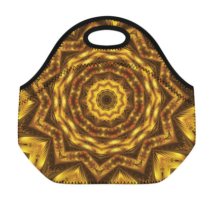 Golden Kaleidoscope Print Neoprene Lunch Bag
