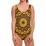 Golden Kaleidoscope Print One Piece Swimsuit