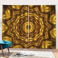 Golden Kaleidoscope Print Pencil Pleat Curtains