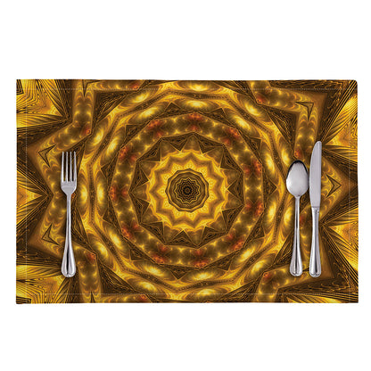Golden Kaleidoscope Print Placemat
