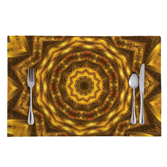 Golden Kaleidoscope Print Placemat