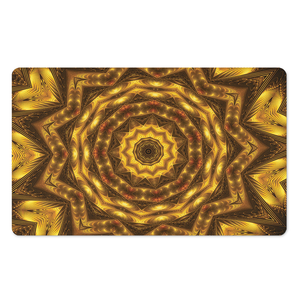 Golden Kaleidoscope Print Polyester Doormat