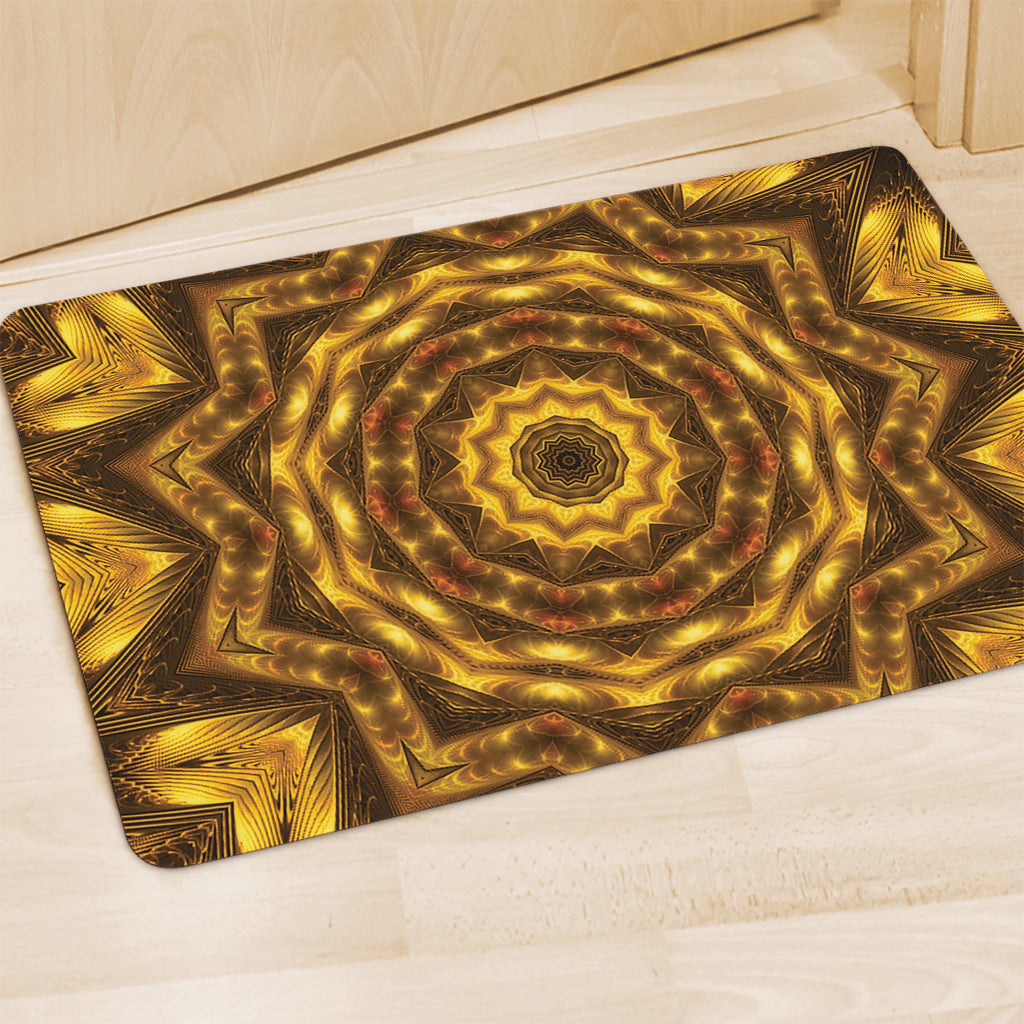 Golden Kaleidoscope Print Polyester Doormat