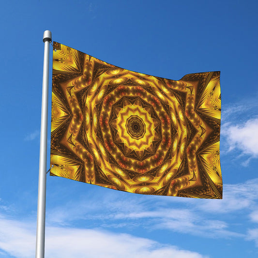 Golden Kaleidoscope Print Polyester Flag