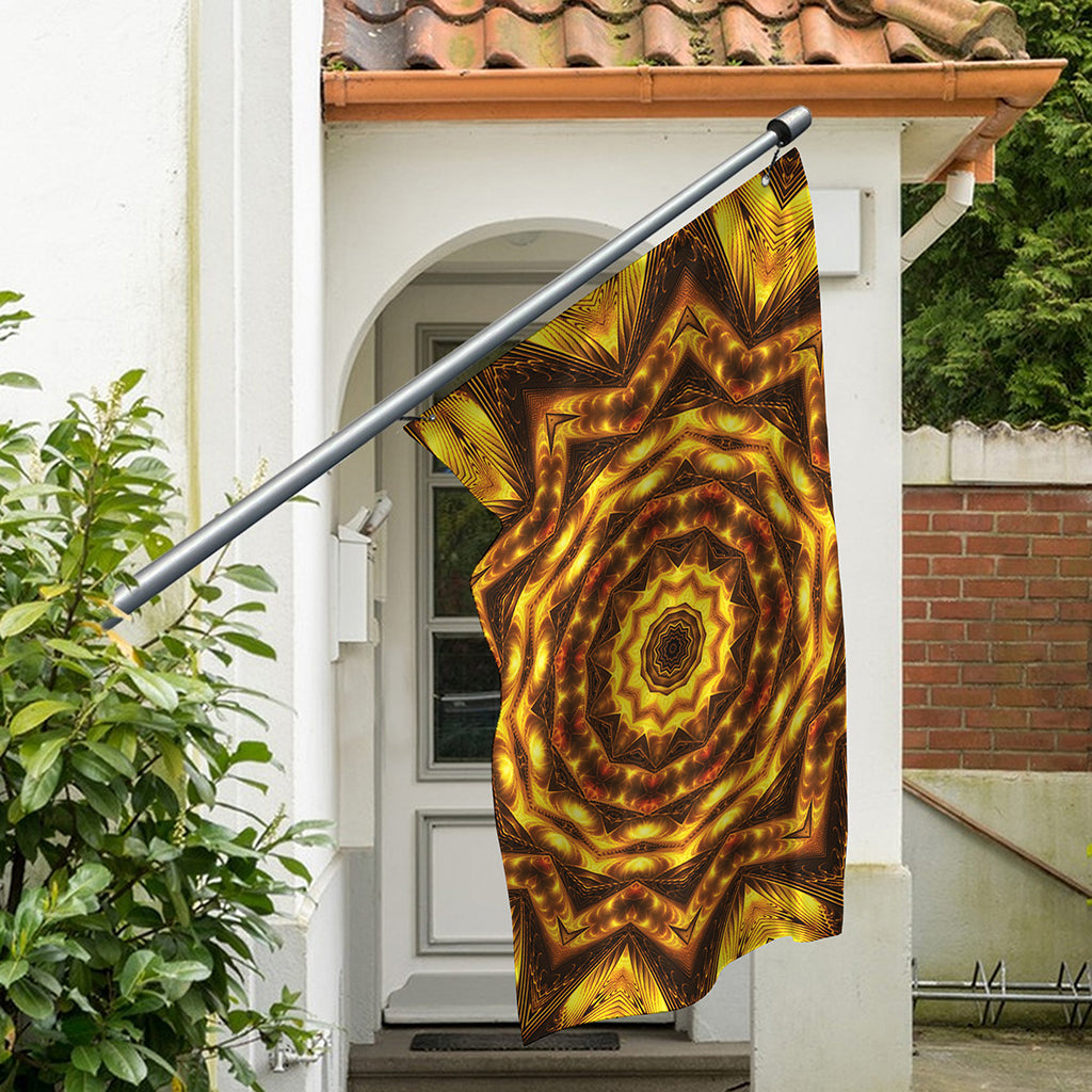 Golden Kaleidoscope Print Polyester Flag