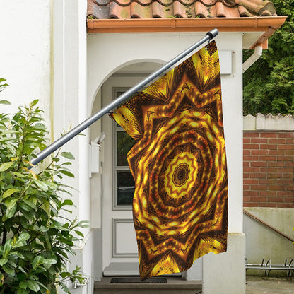 Golden Kaleidoscope Print Polyester Flag