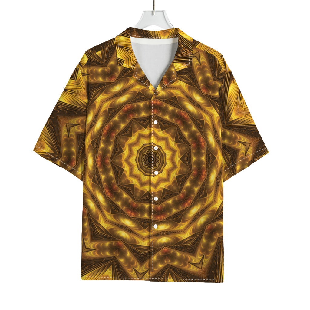 Golden Kaleidoscope Print Rayon Hawaiian Shirt