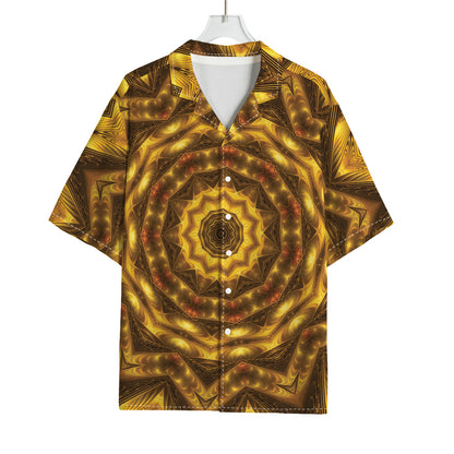 Golden Kaleidoscope Print Rayon Hawaiian Shirt