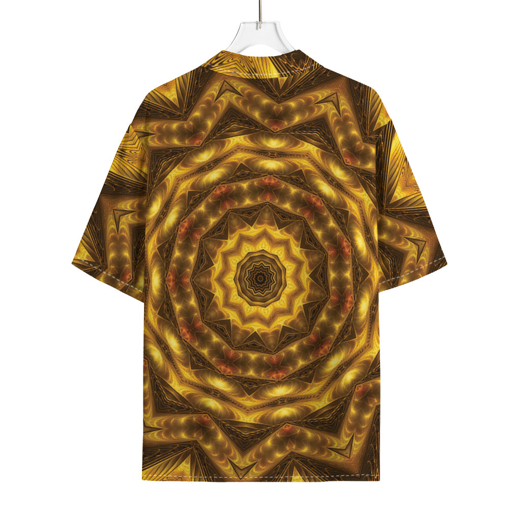 Golden Kaleidoscope Print Rayon Hawaiian Shirt