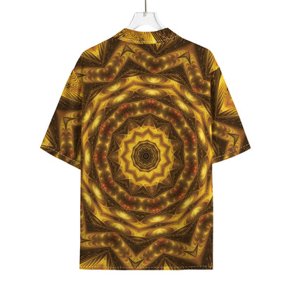 Golden Kaleidoscope Print Rayon Hawaiian Shirt