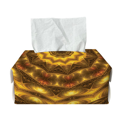 Golden Kaleidoscope Print Rectangle Tissue Box Cover