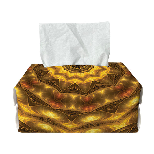 Golden Kaleidoscope Print Rectangle Tissue Box Cover