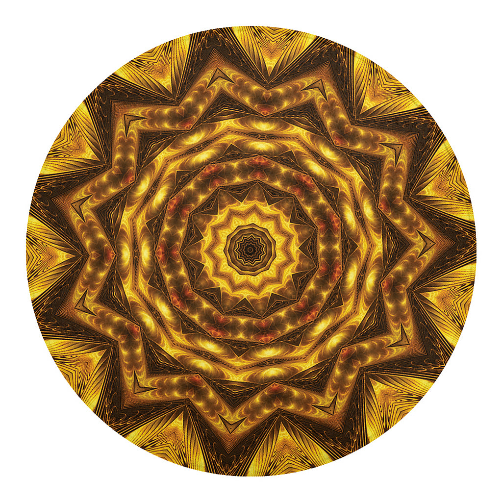 Golden Kaleidoscope Print Round Blanket