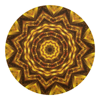 Golden Kaleidoscope Print Round Blanket