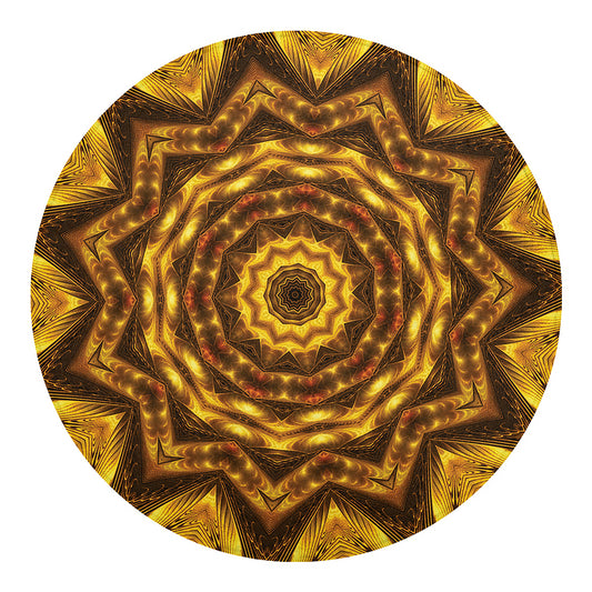 Golden Kaleidoscope Print Round Blanket