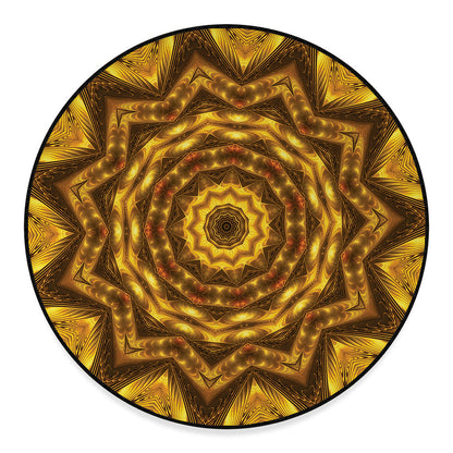 Golden Kaleidoscope Print Round Floor Mat
