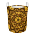 Golden Kaleidoscope Print Round Laundry Basket