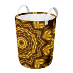 Golden Kaleidoscope Print Round Laundry Basket