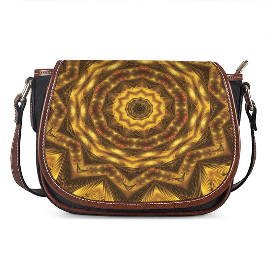 Golden Kaleidoscope Print Saddle Bag
