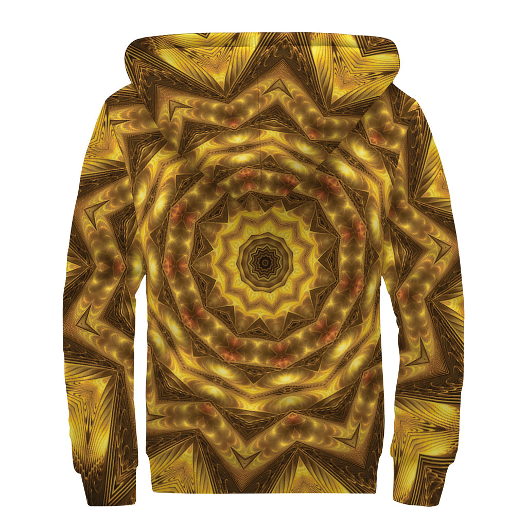 Golden Kaleidoscope Print Sherpa Lined Zip Up Hoodie