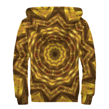 Golden Kaleidoscope Print Sherpa Lined Zip Up Hoodie