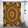 Golden Kaleidoscope Print Shower Curtain
