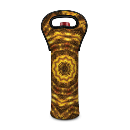 Golden Kaleidoscope Print Single Neoprene Wine Tote