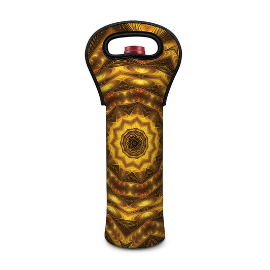 Golden Kaleidoscope Print Single Neoprene Wine Tote
