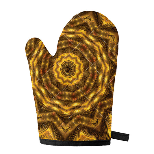 Golden Kaleidoscope Print Single Oven Mitt