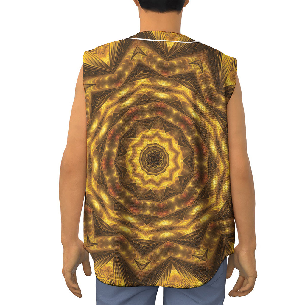 Golden Kaleidoscope Print Sleeveless Baseball Jersey