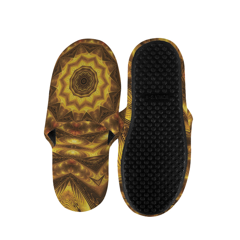 Golden Kaleidoscope Print Slippers